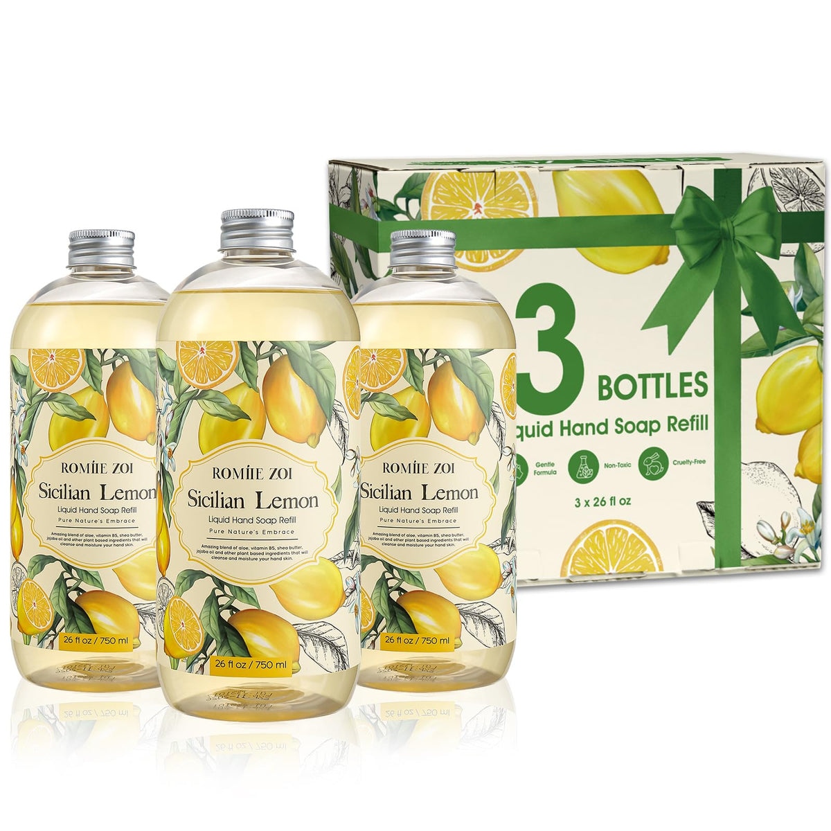 ROMIIE ZOI Liquid Hand Soap Refill, Eucalyptus Mint, 26 Fl Oz, 3-Pack