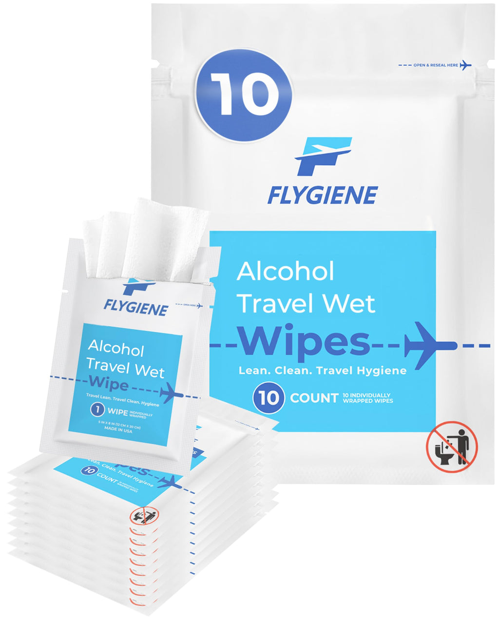 Individually Wrapped Alcohol Wipes, Travel Essentials (10 Count)