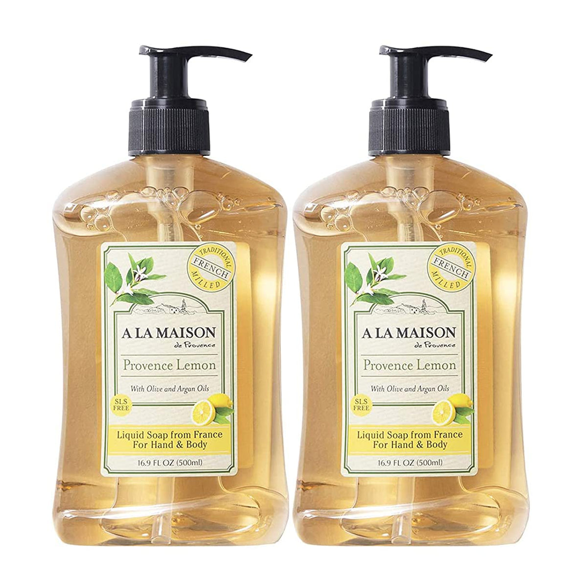 A LA MAISON French Liquid Hand Soap, Citrus Blossom - Natural Hand Wash Made with Essential Oils - Biodegradable, Plant-Based, Vegan, Cruelty-Free, Alcohol & Paraben Free (16.9 oz, 2 Pack)