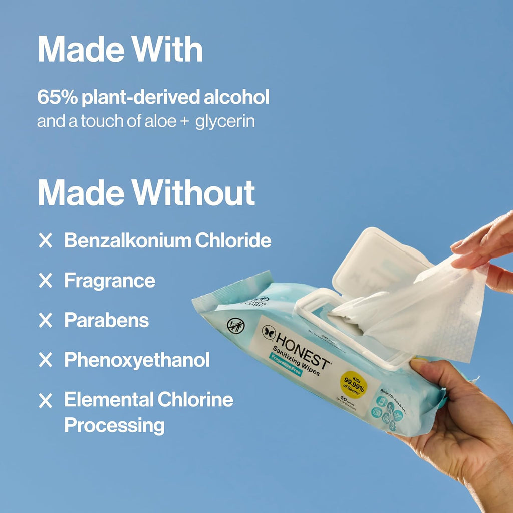 The Honest Company Sanitizing Wipes, Fragrance-Free, Antibacterial, 100ct