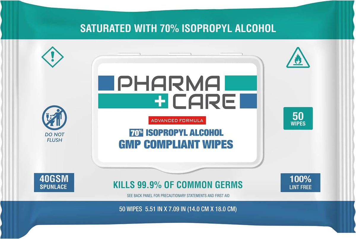 PharmaCare Advanced Formula 70% Alcohol Wipes - (50 Count) 4 Packs