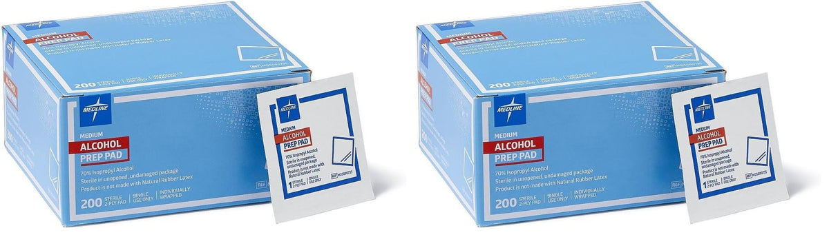 Medline Isopropyl Alcohol Pads, Sterile, Medium, Box of 200