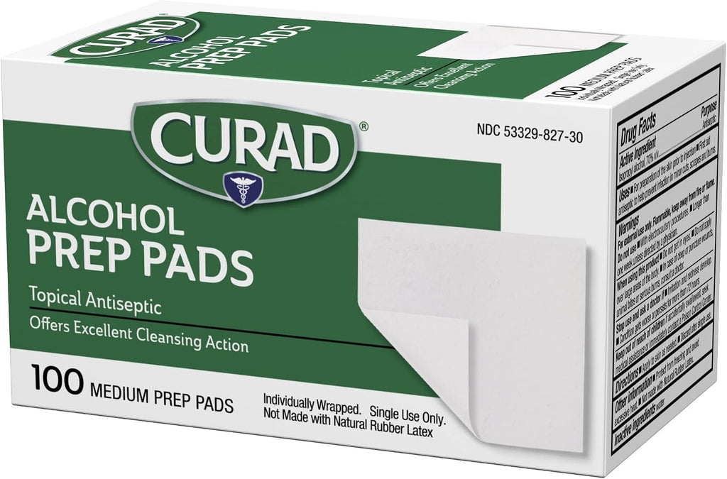 CURAD Medium 2-Ply Sterile Alcohol Prep Pads, Essential for First Aid Kits, 100/Box, Pack of 30