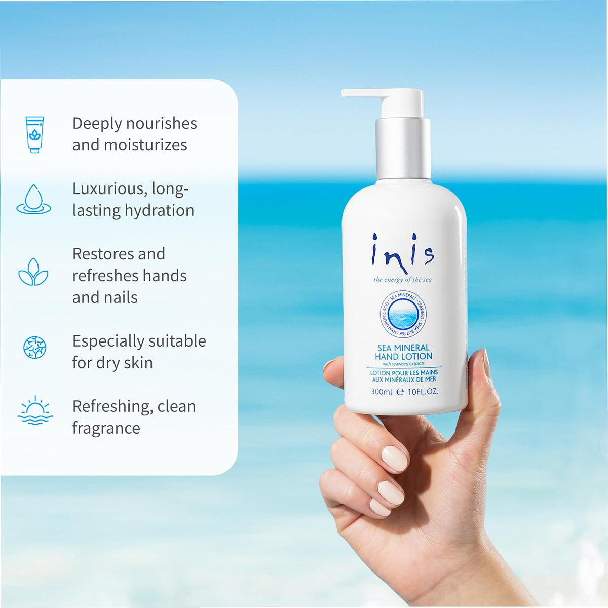 Inis the Energy of the Sea - Sea Mineral Hand Lotion for Dry Skin, 10 fl oz