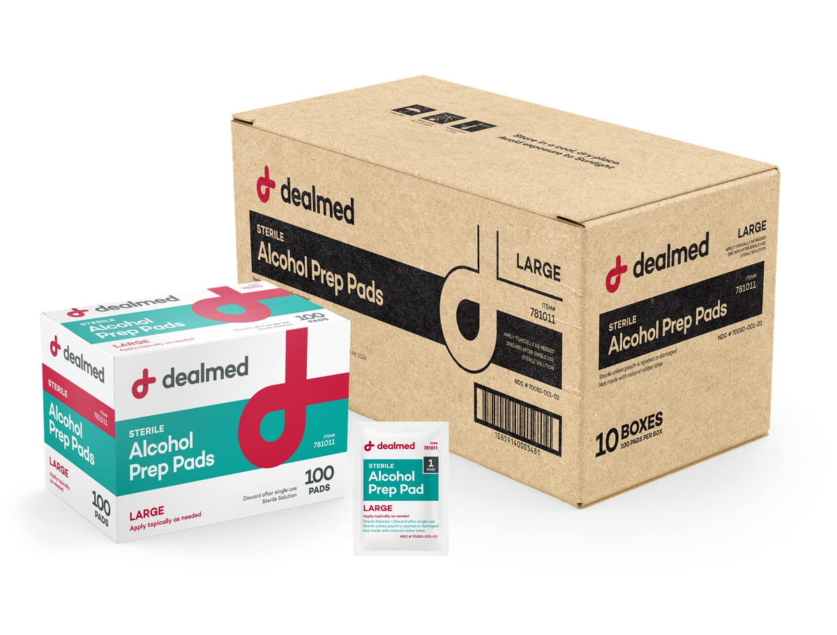 Dealmed Alcohol Prep Pads - 70% Alcohol, Sterile Wipes - 200 Count
