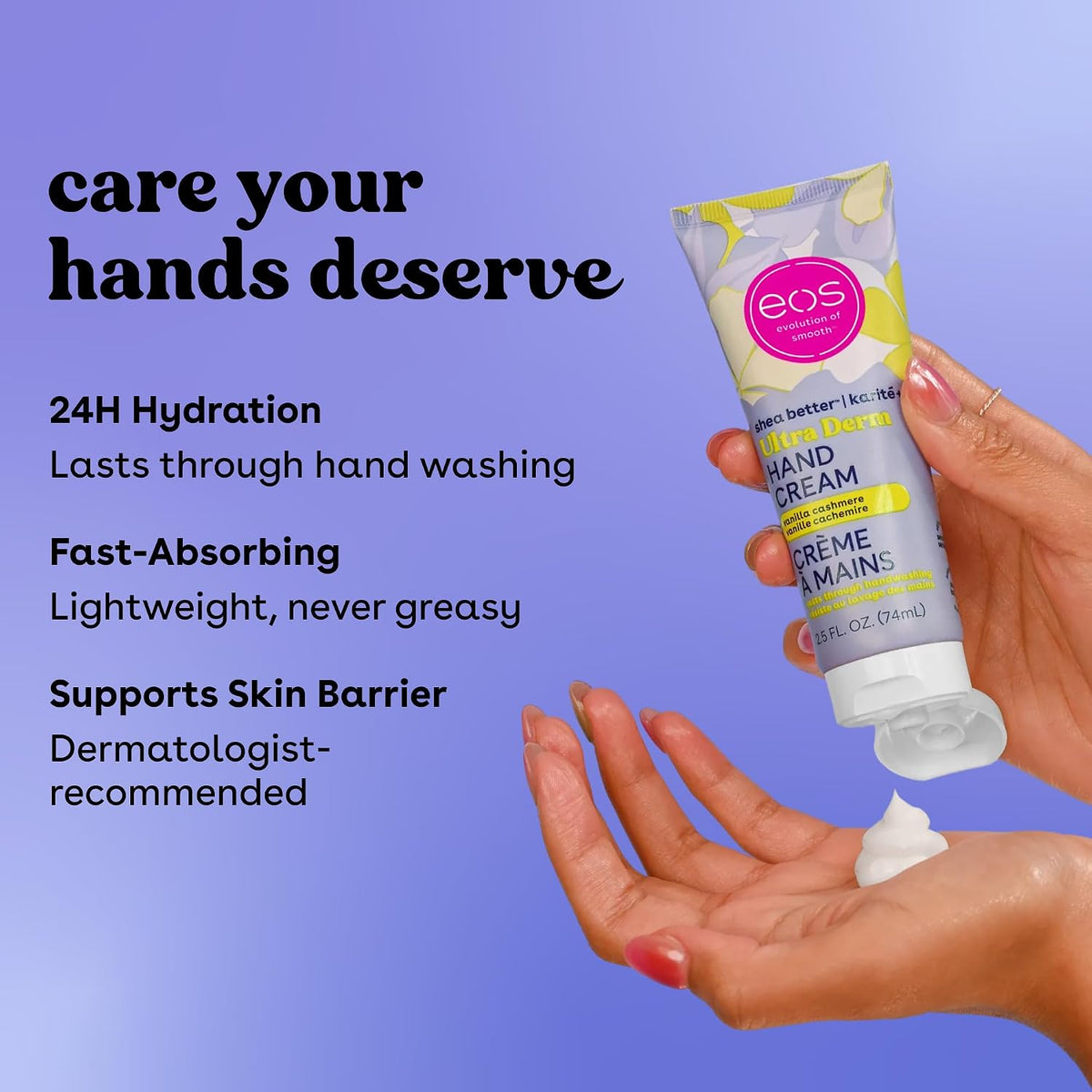 eos Shea Better Hand Cream - Vanilla Cashmere Hand Lotion | Instant Hydration + Lasting Protection | 2.5 oz (Pack of 2)