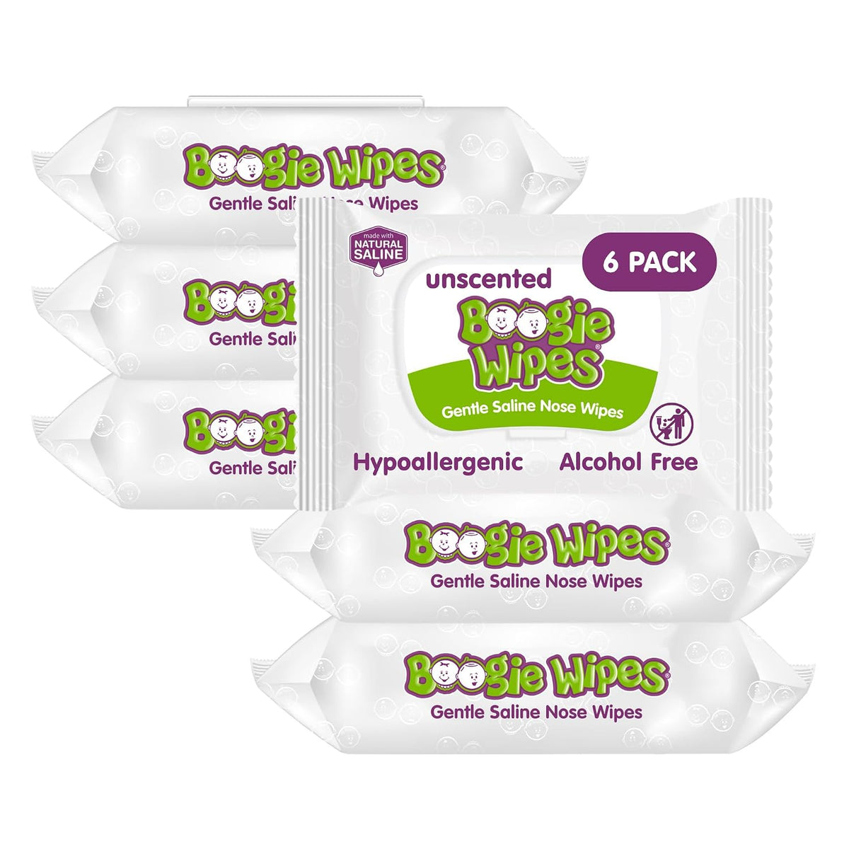 Boogie Wipes Gentle Saline Nose Wipes - 180 Count
