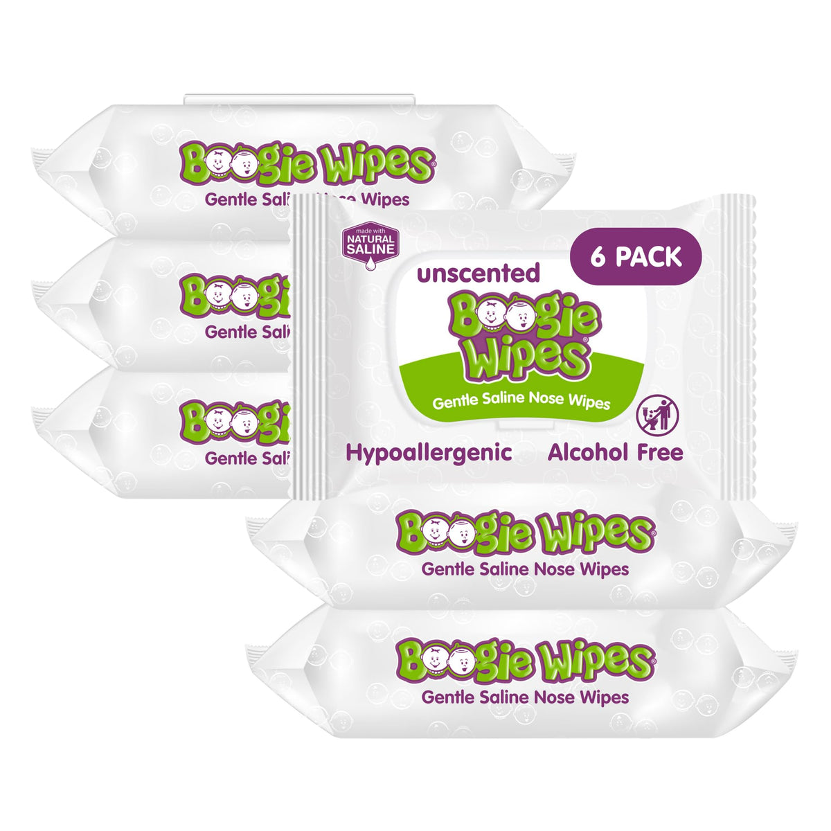 Boogie Wipes Gentle Saline Nose Wipes - 180 Count