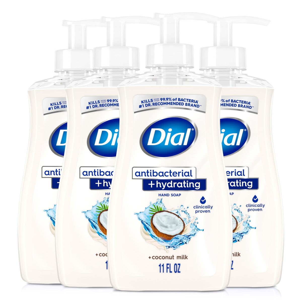 Dial Antibacterial Liquid Hand Soap, Shea Butter, 11oz, 4-Pack