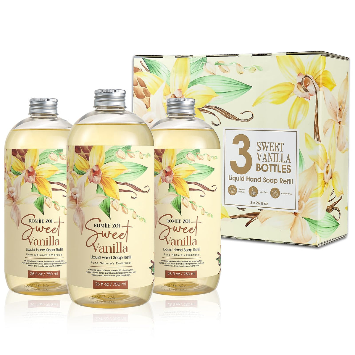 ROMIIE ZOI Liquid Hand Soap Refill, Eucalyptus Mint, 26 Fl Oz, 3-Pack