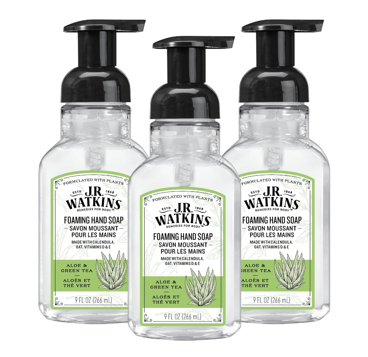 J.R. Watkins Moisturizing Foam Hand Soap Dispenser 3 Pack, Lemon, 9 fl oz