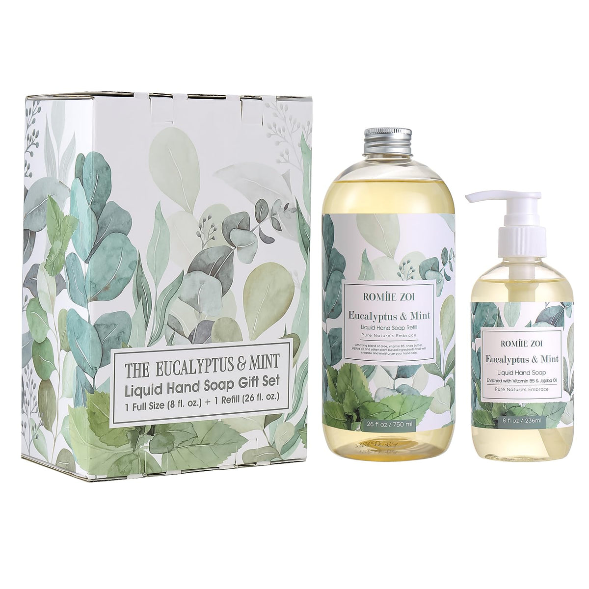 ROMIIE ZOI Liquid Hand Soap Refill, Eucalyptus Mint, 26 Fl Oz, 3-Pack