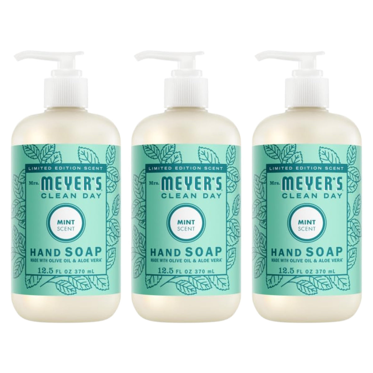 Mrs. MEYER'S CLEAN DAY Liquid Hand Soap Bottle, 12.5 Fl Oz Lilac, Rose, Mint, Lemon, Lavender, Basil (Pack of 6) (Variety Pack)