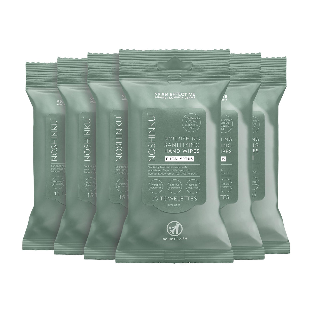 Noshinku Discovery Hand Sanitizer Wipes, 3-Pack (45 Towelettes) – Resealable Travel Wipes with Ethyl Alcohol, Aloe & Green Tea, Plant-Based Fiber, Essential Oil Scents, Cruelty-Free & No Dyes