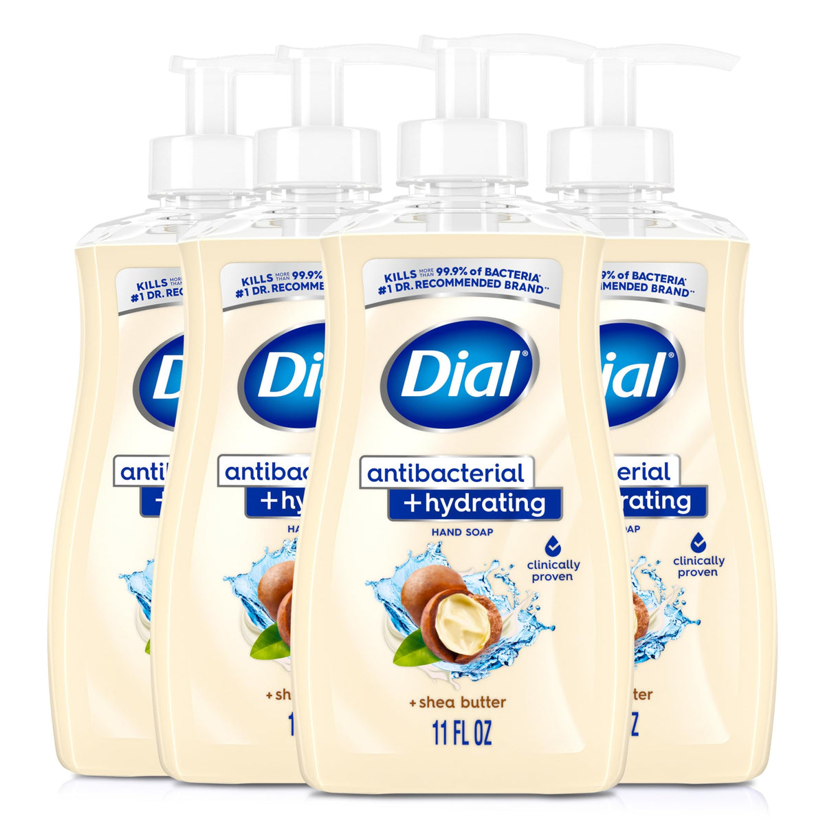 Dial Antibacterial Liquid Hand Soap, Shea Butter, 11oz, 4-Pack