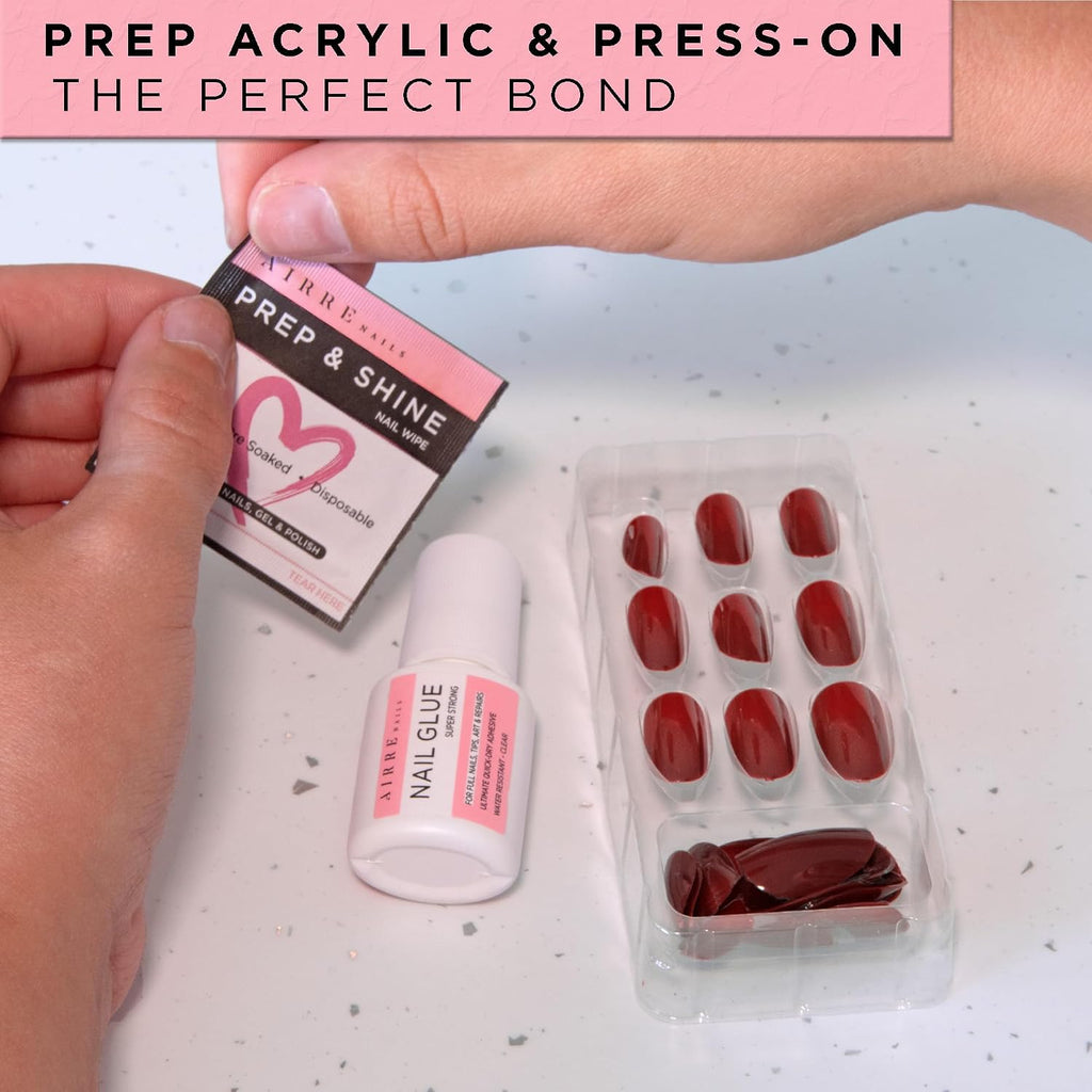 50 AIRRE NAILS Prep & Wipe Alcohol Nail Wipes 3in1 Lint-Free Prep & Shine Cleanser Pads for Gel Polish Sticky Residue & Tacky Layer Remover After UV/LED Curing – For Gel, Acrylic & False Nails & Tips