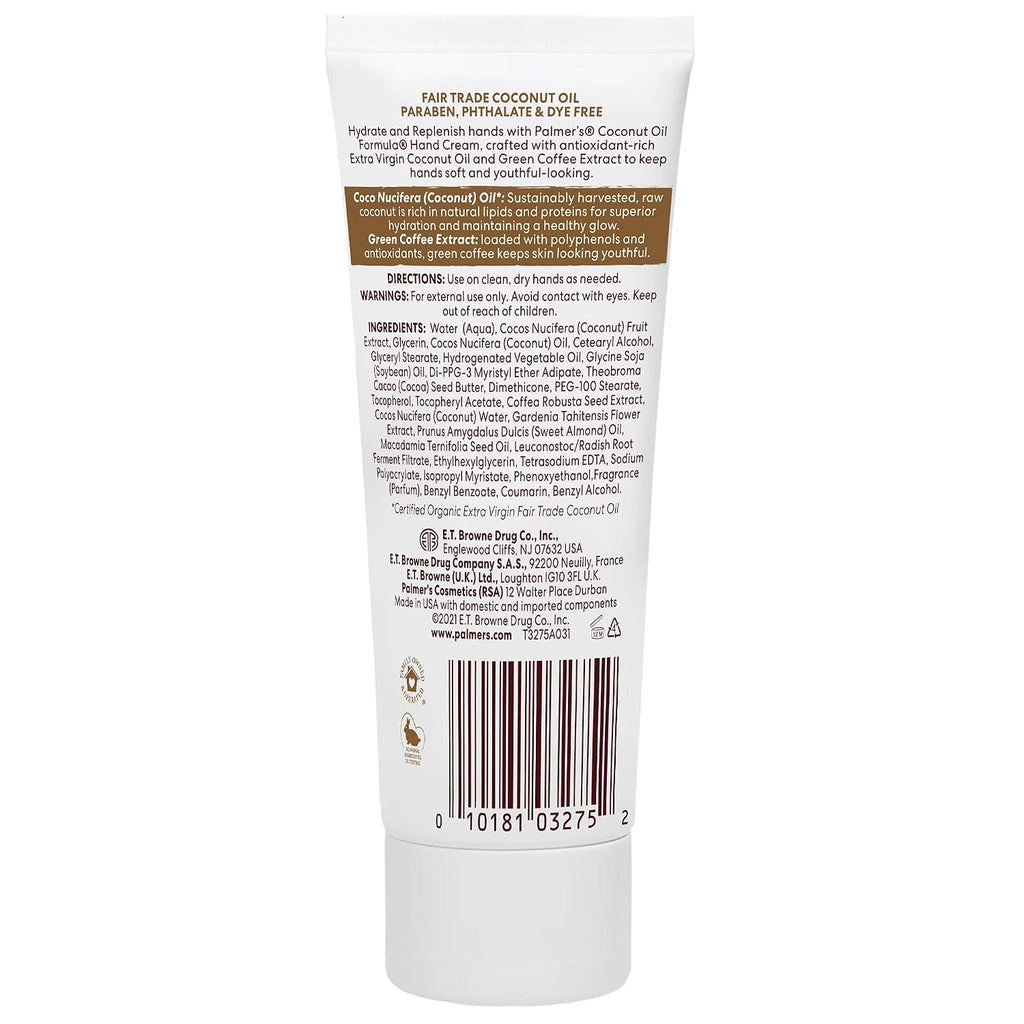 Palmer's Coconut Oil Hand Cream, Moisturizing Formula for Dry Skin (3.4 Oz)