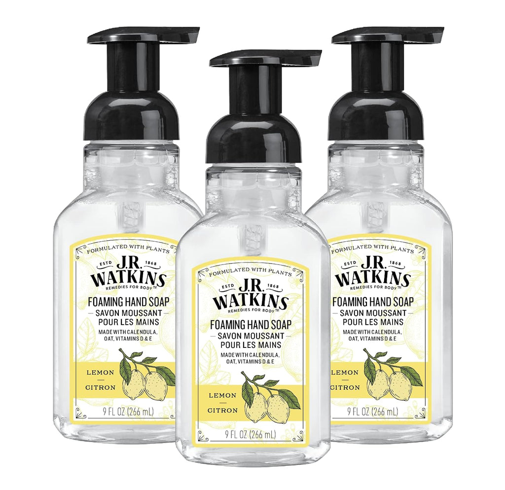 J.R. Watkins Moisturizing Foam Hand Soap Dispenser 3 Pack, Lemon, 9 fl oz