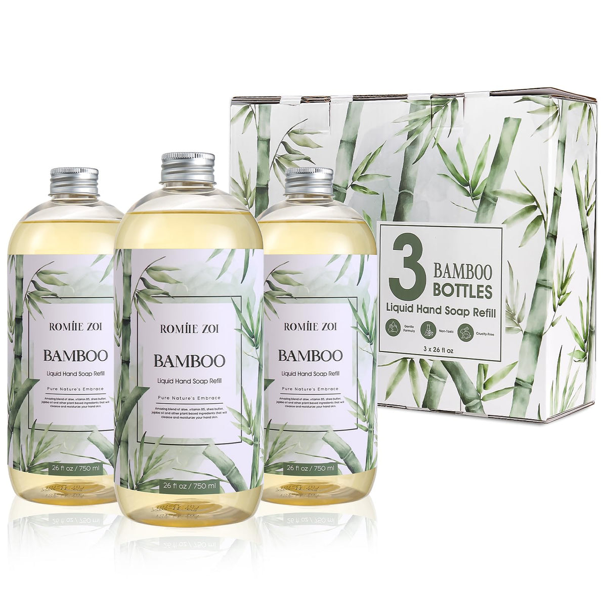ROMIIE ZOI Liquid Hand Soap Refill, Eucalyptus Mint, 26 Fl Oz, 3-Pack