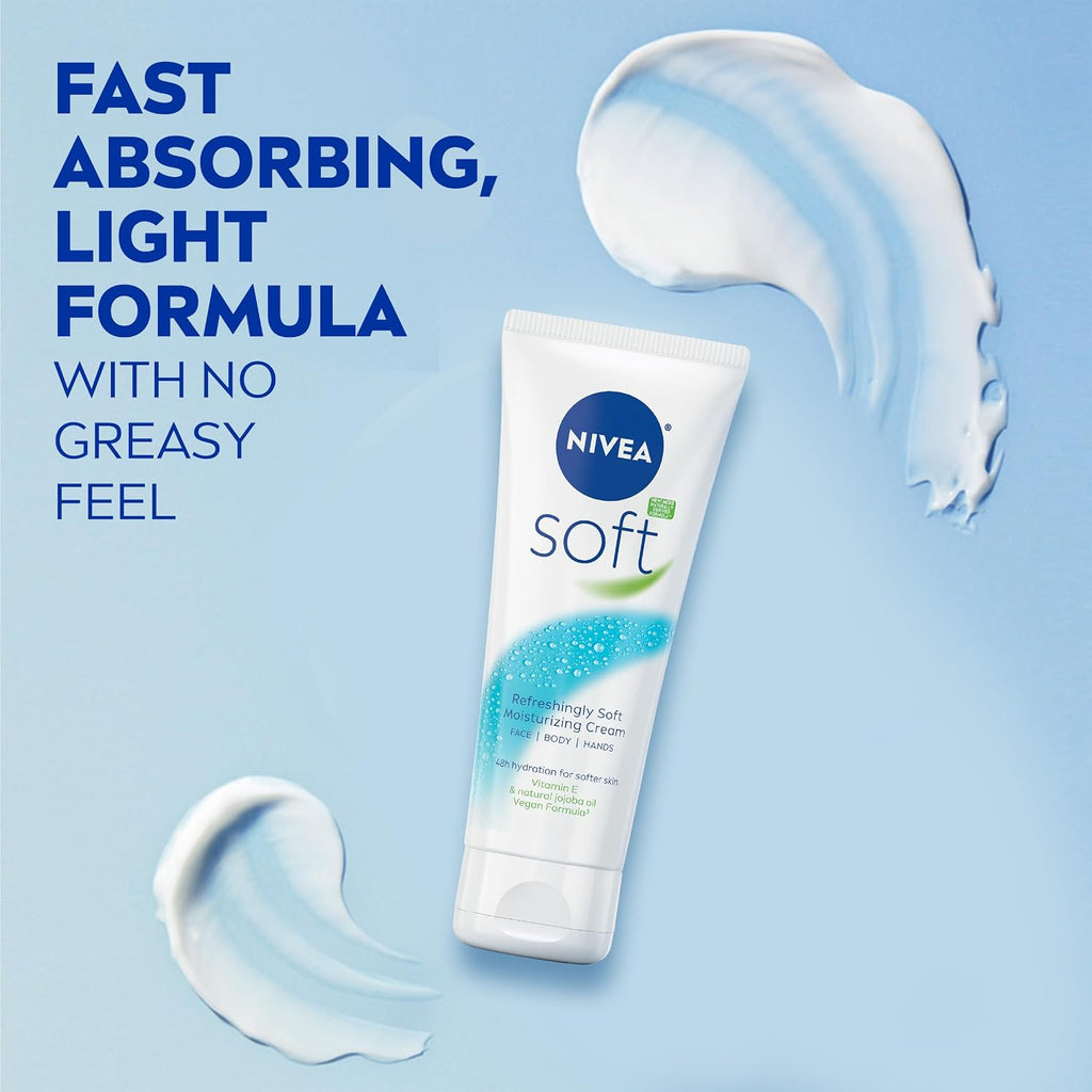 NIVEA Soft Refreshingly Soft Moisturizing Cream, Multipack, 3 x 2.6 OZ