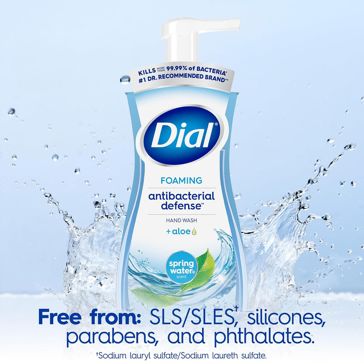 Dial Antibacterial Foaming Hand Soap, Spring Water Scent, 7.5 Fl Oz, 6-Pack