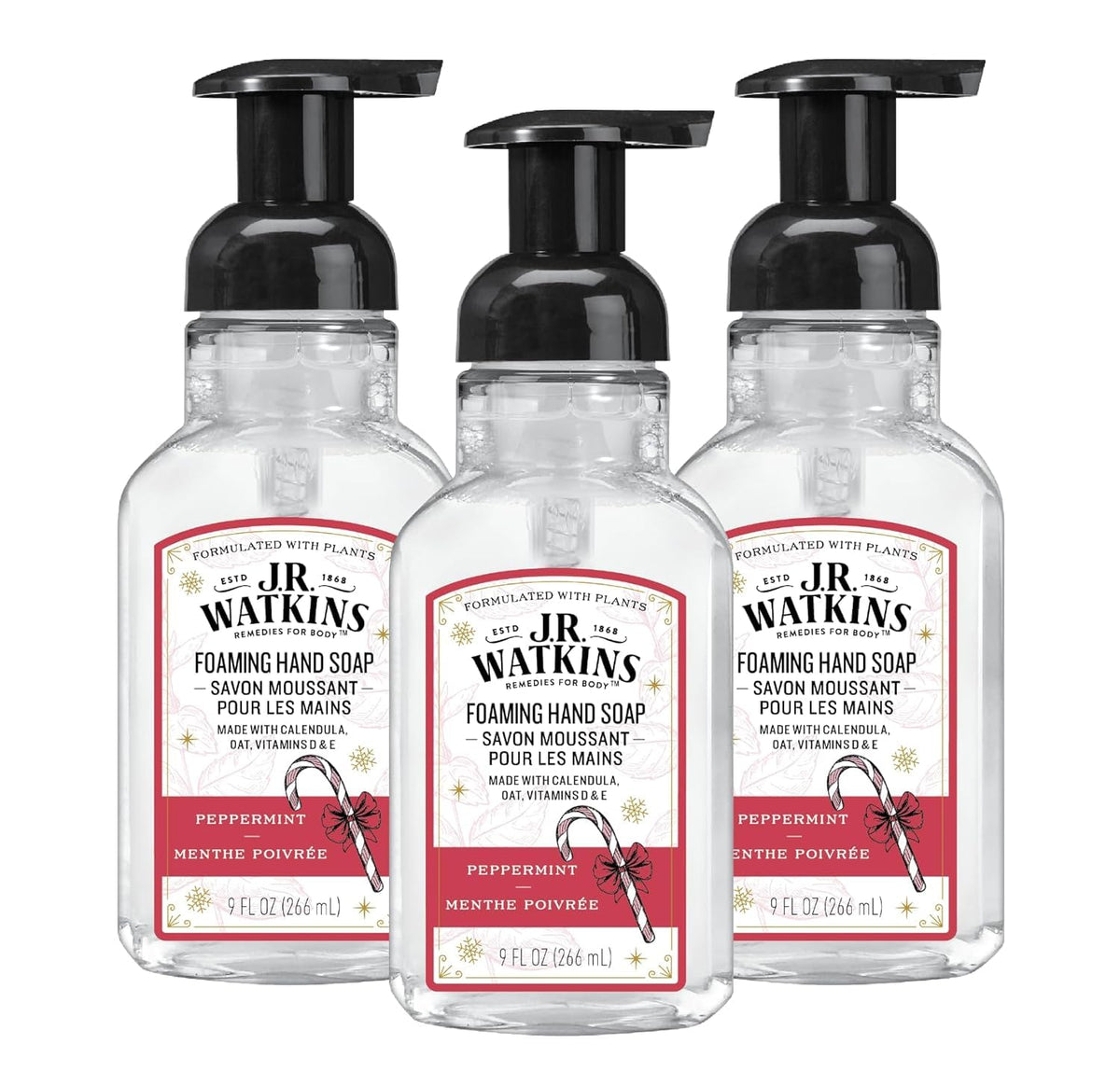 J.R. Watkins Moisturizing Foam Hand Soap Dispenser 3 Pack, Lemon, 9 fl oz