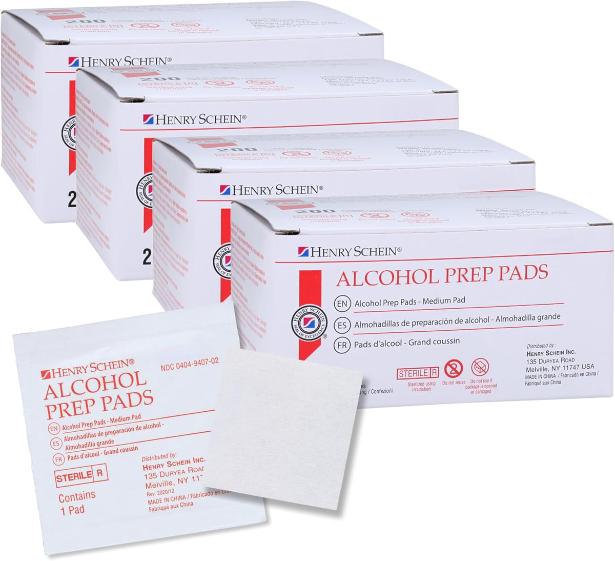 Henry Schein Medium Alcohol Prep Pads, 70% IPA, 2-ply, Sterile, 200 Ct