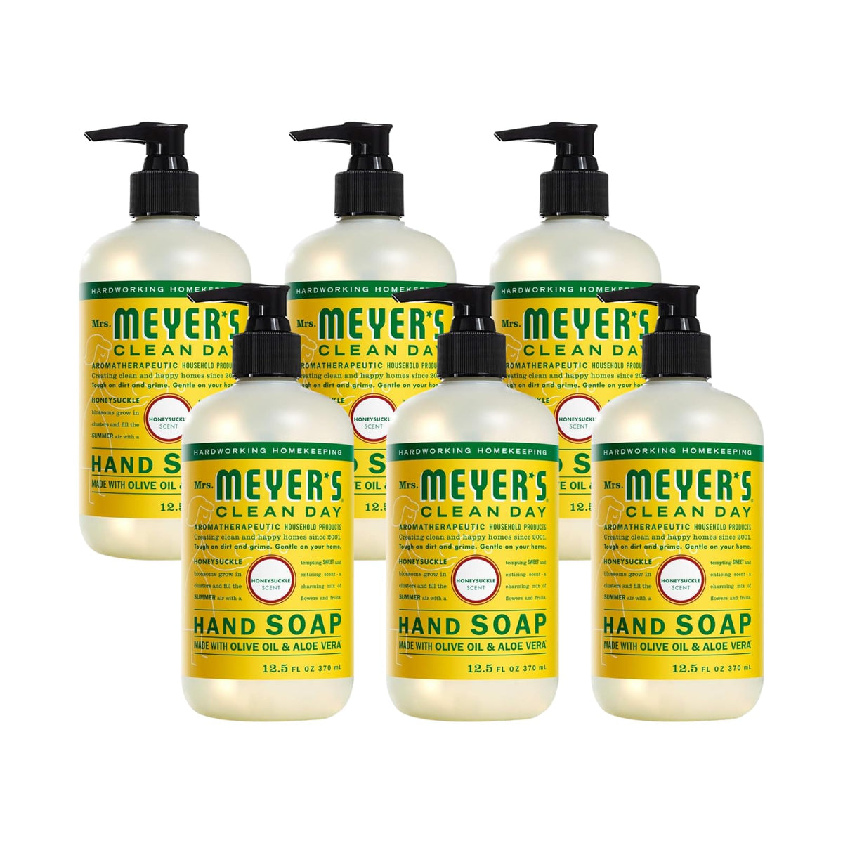 MRS. MEYER'S CLEAN DAY Liquid Hand Soap, Honeysuckle, 12.5 fl oz, 6 Pack