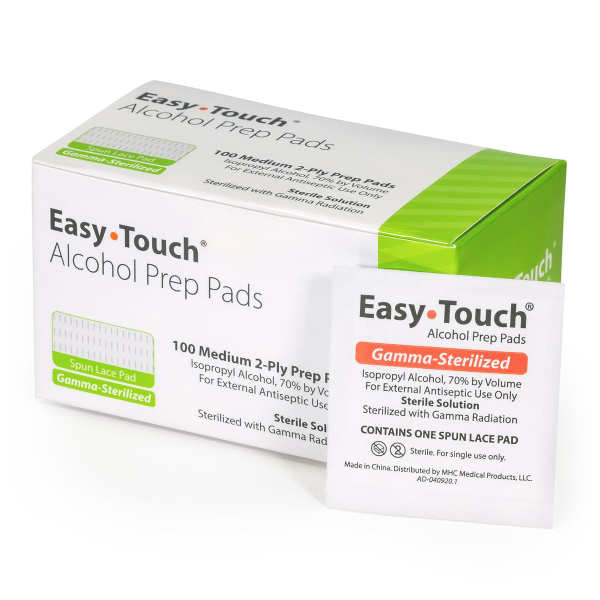 EasyTouch Gamma-Sterilized Alcohol Prep Pads, Box of 200