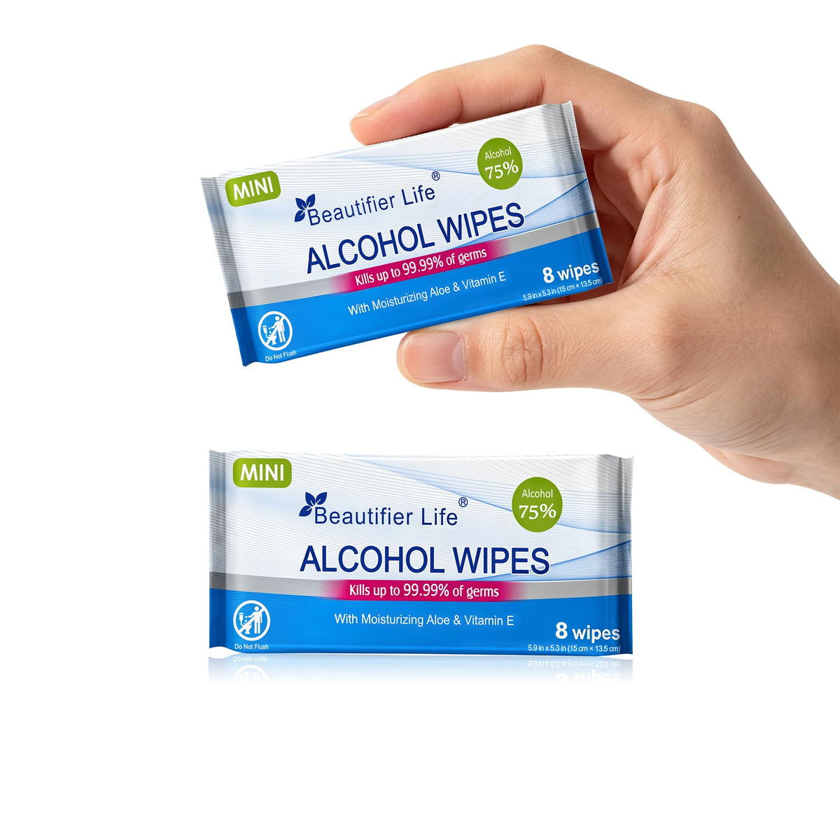 Beautifier Life 75% Alcohol Wet Hand Sanitizing Wipes - With Aloe, Moisturizer, and Vitamin E Formula - Premium Sanitizer for Travel, Home, Office, and School Use (Aloe, 200)
