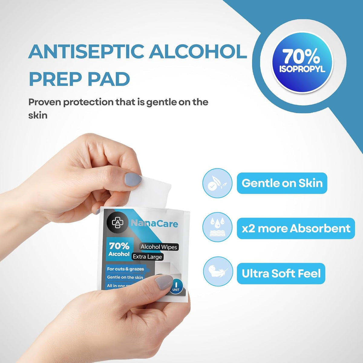 Extra Large Alcohol Prep Pads 6x4 Individually Wrapped 200 Count with 20 Gauze Swabs Extra Large Alcohol Wipes 6x4 for First Aid Wound Care Home Travel Blood Sugar Testing Prep