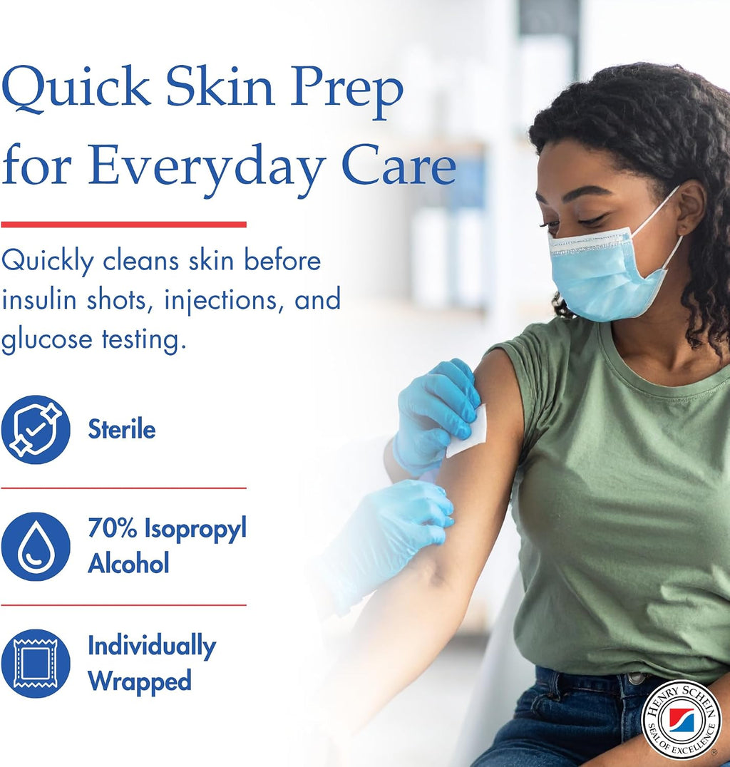 Henry Schein Medium Alcohol Prep Pads, 70% IPA, 2-ply, Sterile, 200 Ct
