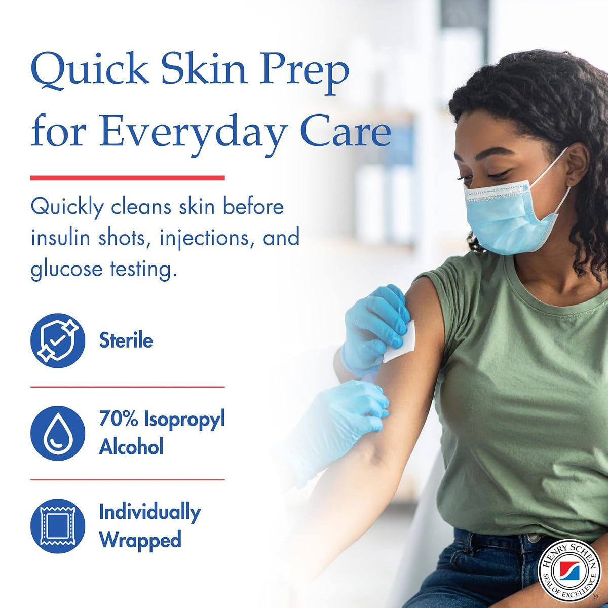 Henry Schein Large Prep Pads, 70% Isopropyl Alcohol, 2-ply, Sterile, 200Ct