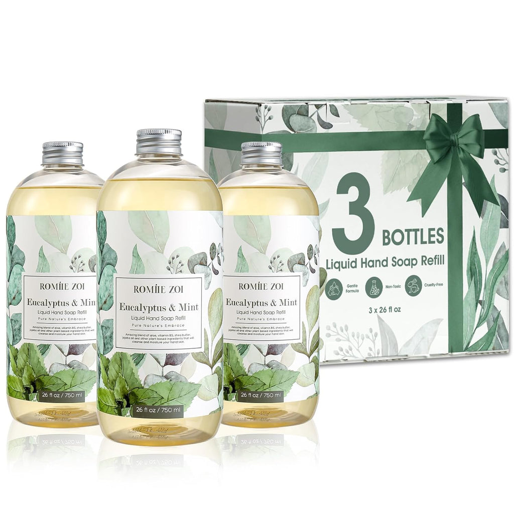 ROMIIE ZOI Liquid Hand Soap Refill, Eucalyptus Mint, 26 Fl Oz, 3-Pack