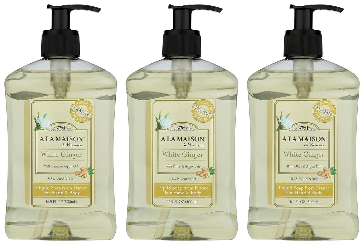 A LA MAISON Rosemary Mint French Liquid Hand Soap - Natural Hand Wash Made with Essential Oils - Biodegradable, Plant-Based, Vegan, Cruelty-Free, Alcohol & Paraben Free (16.9 oz, 3 Pack)