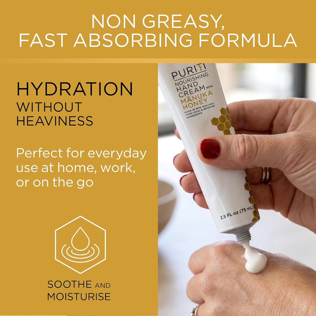 PURITI Nourishing and Fast-Absorbing Hand Cream with Manuka Honey 2.5 Fl Oz