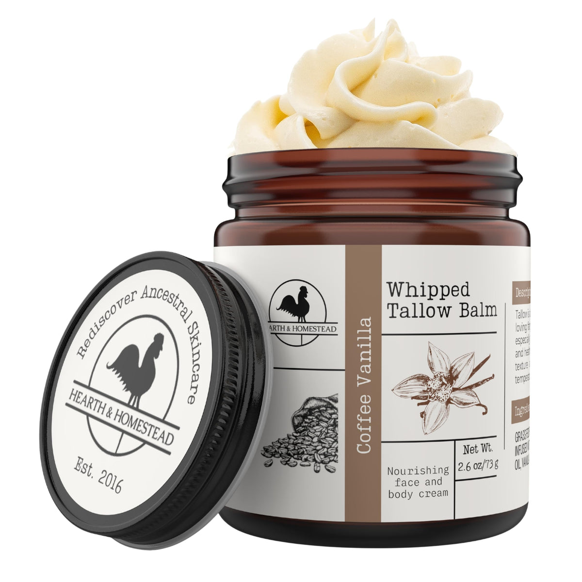 Hearth & Homestead Whipped Beef Tallow for Skin & Face, Unscented, 1.3oz