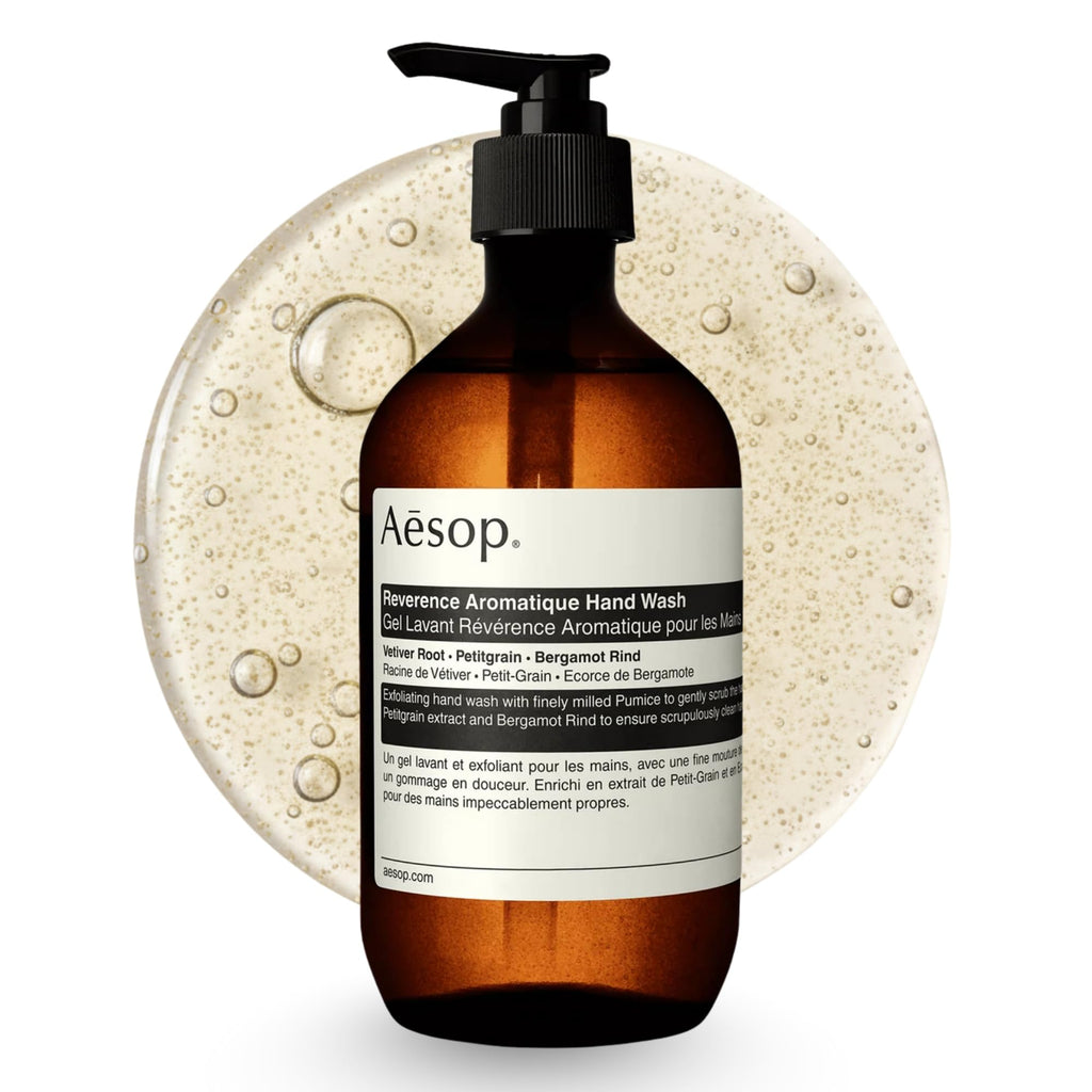 Aesop Reverence Aromatique Exfoliating Hand Wash | Exfoliating Hand Soap with Finely Milled Pumice | Gentle Cleanser & Skin-Smoothing Formula with Vetiver, Petitgrain & Bergamot | 500mL / 16.9 oz