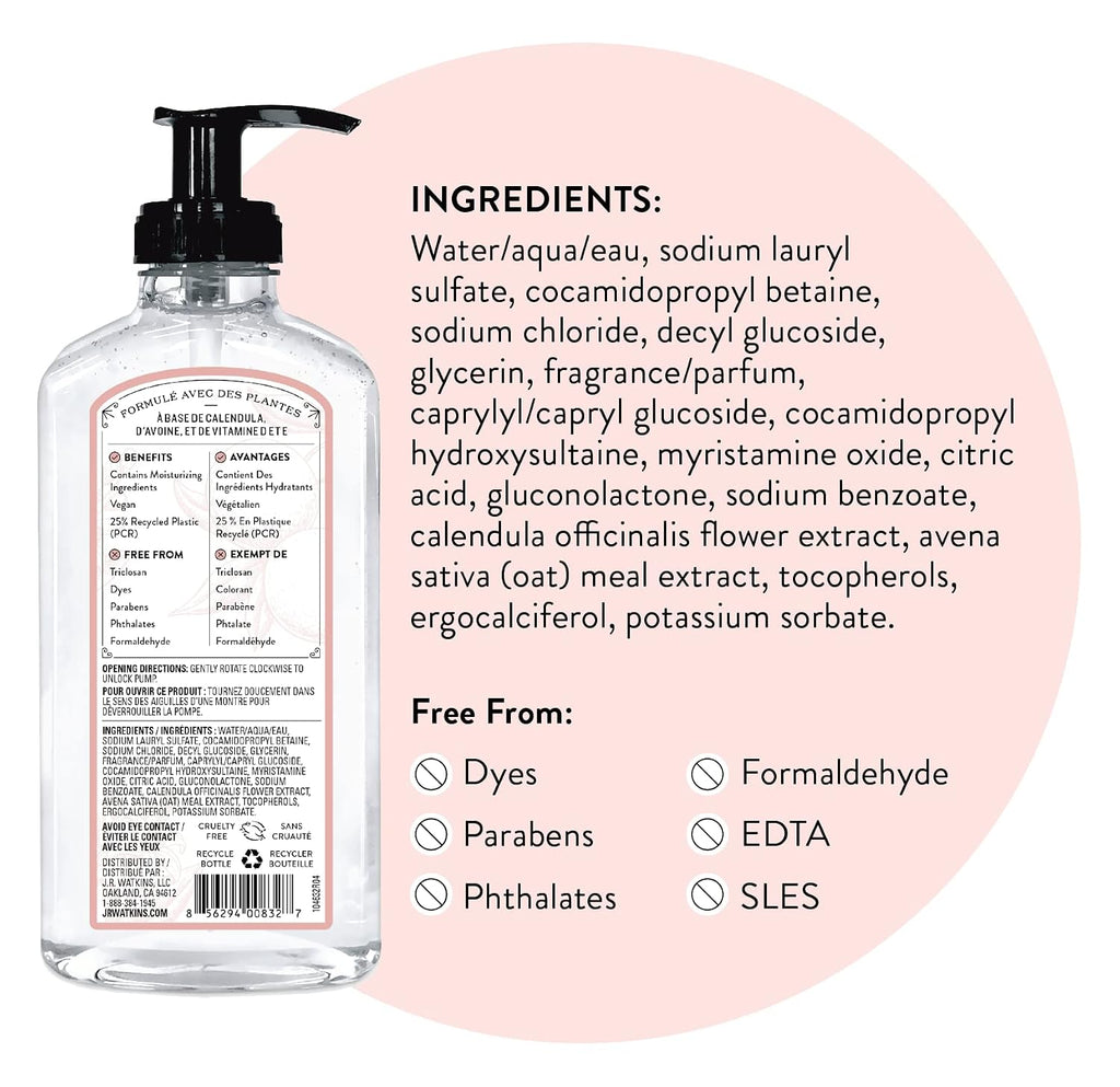 J.R. Watkins Gel Hand Soap Dispenser 3 Pack, Grapefruit, 11 fl oz