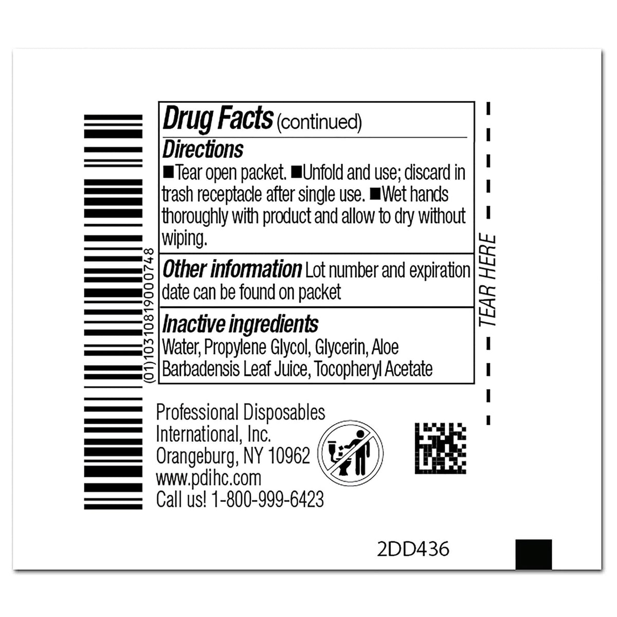 PDI D43600 Sani-Hands�Instant Hand Sanitizing Wipes 5" X 8" 100/Pk