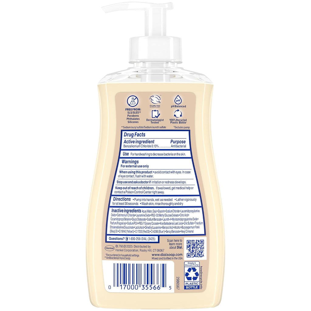 Dial Antibacterial Liquid Hand Soap, Shea Butter, 11oz, 4-Pack