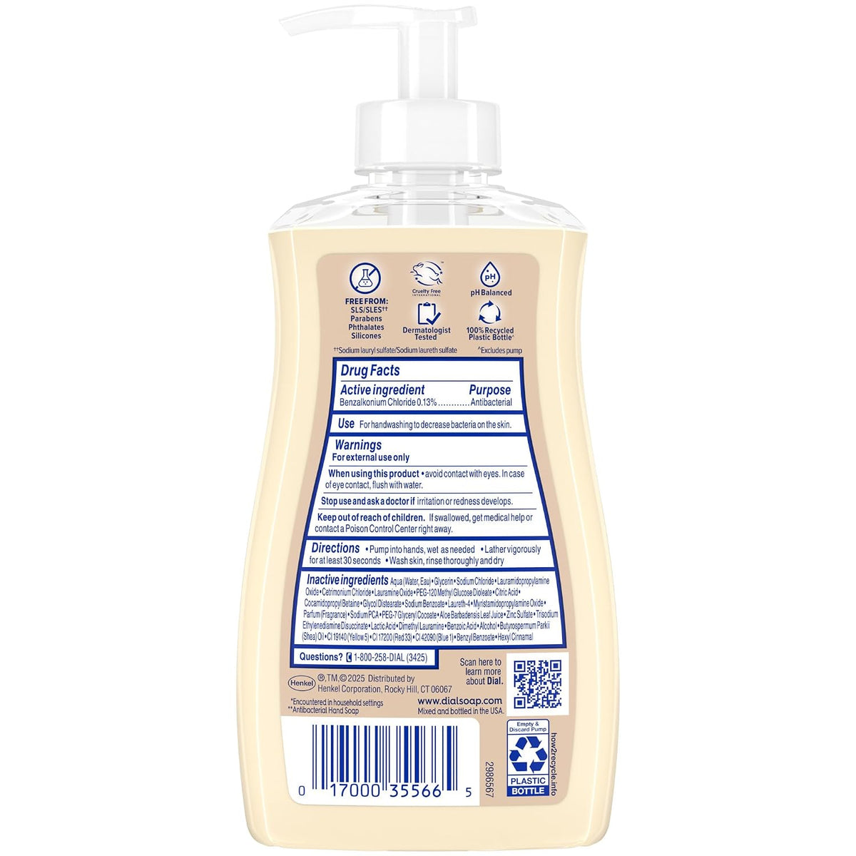 Dial Antibacterial Liquid Hand Soap, Shea Butter, 11oz, 4-Pack