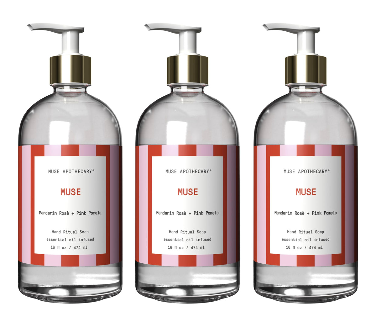 Muse Apothecary Hand Ritual - Aromatic and Nourishing Hand Soap, Infused with Natural Aromatherapy Essential Oils - USDA Certified Biobased - 16 oz, Aloe + Eucalyptus + Lavender, 2 Pack