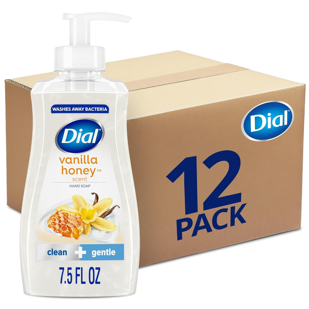 Dial Liquid Hand Soap, Vanilla Honey, 7.5 fl oz, Pack of 12