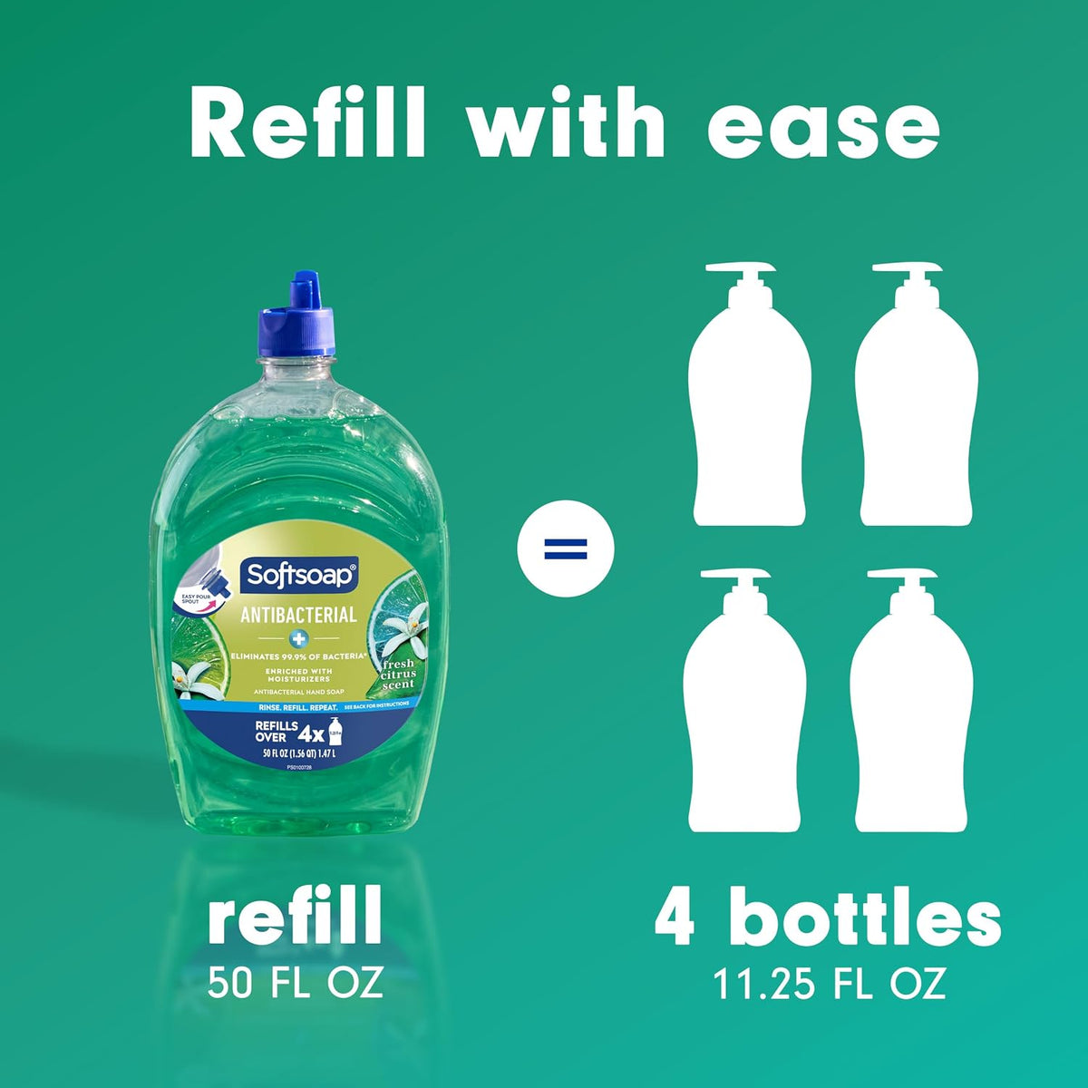 Softsoap Antibacterial Hand Soap Refill, Fresh Citrus Scent, 50 fl oz