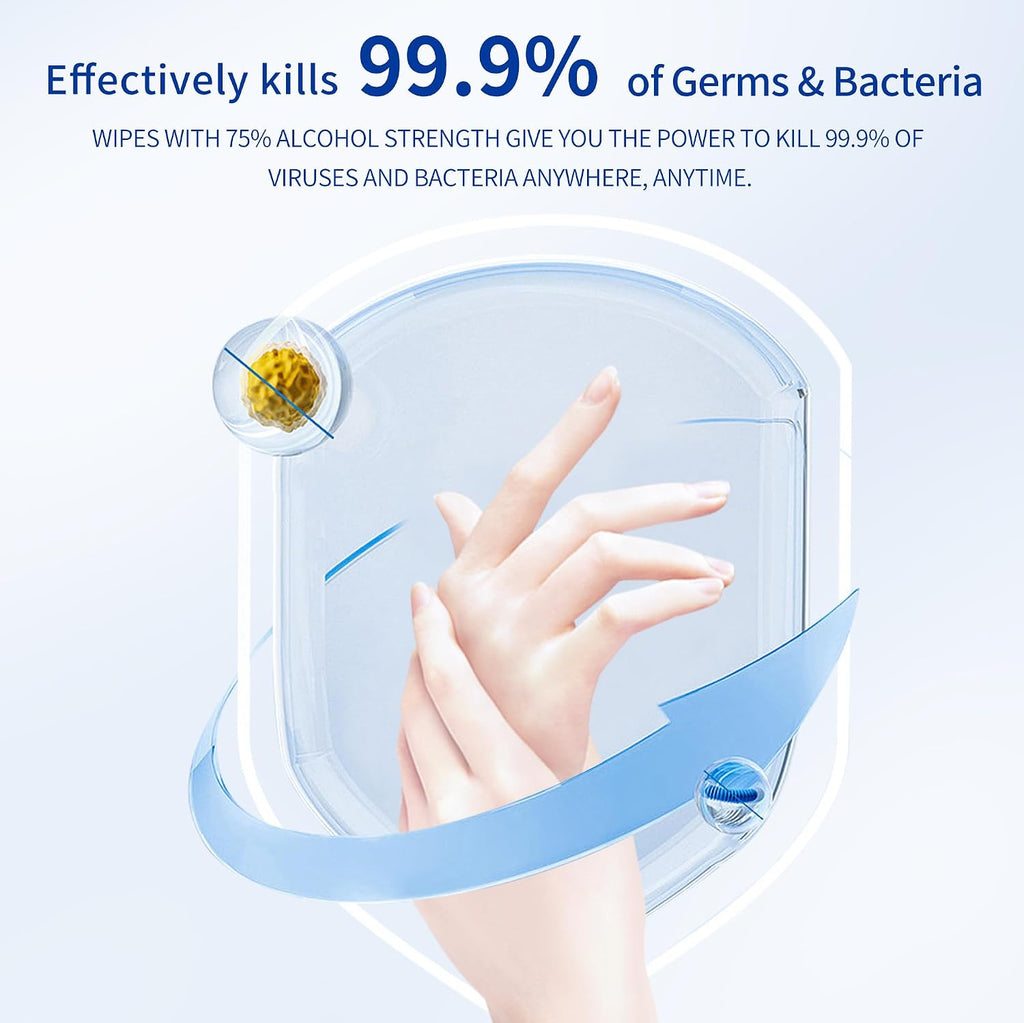 75% Alcohol Hand & Surface Wipes, 50 Count, Individually Wrapped