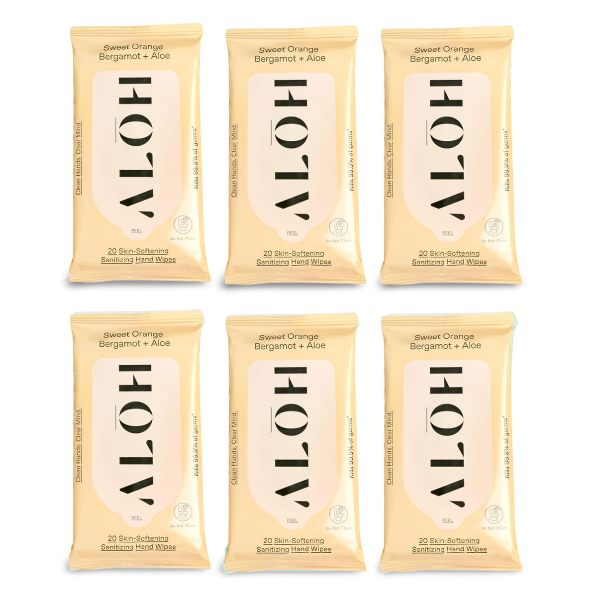 ALŌH Sweet Orange Bergamot + Aloe Hand Sanitizer Wipes, Travel Size