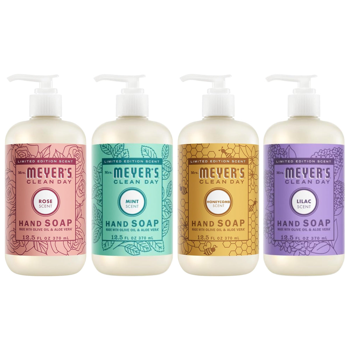 Mrs. MEYER'S CLEAN DAY Liquid Hand Soap Variety Pack 12.5 OZ Each, 3 Count (Lemon Verbena + Basil + Peony)