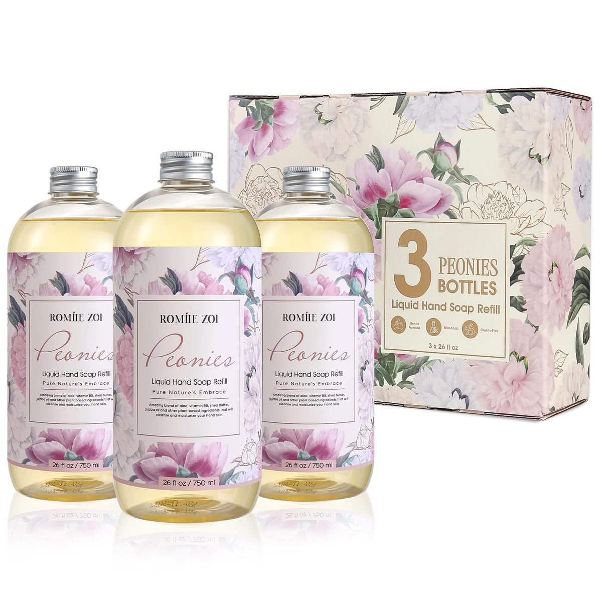 ROMIIE ZOI Liquid Hand Soap Refill, Eucalyptus Mint, 26 Fl Oz, 3-Pack