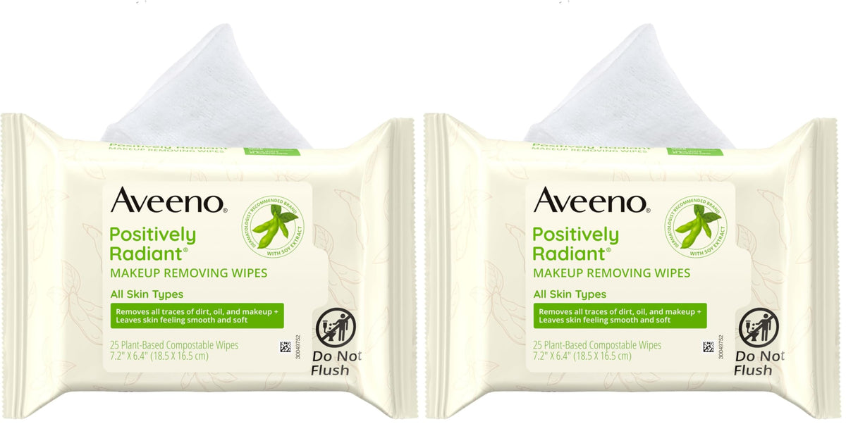 Aveeno Calm + Restore Unscented Makeup Remover Wipes, Fragrance-Free, 25 Ct